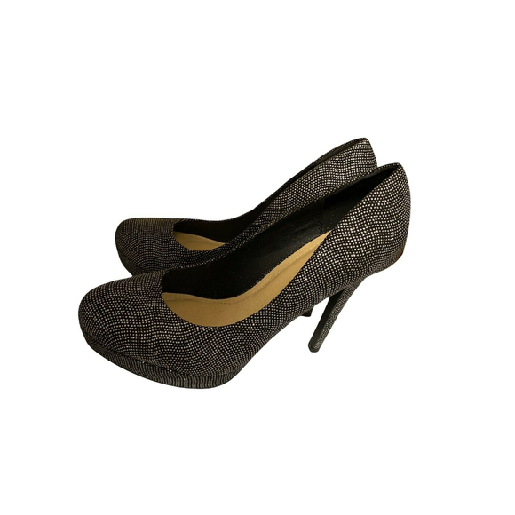 Charlotte Russe Black Glimmer Heels Sz 9 Womens Party Platform 4.5” Heels - Picture 3 of 9